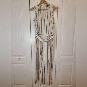 Drew Anthropologie Striped Wide Leg Cropped Jumpsuit Women’s White/Black Size M
